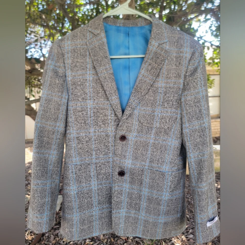 Izsaac Mizrachi Blazer Grey And Blue Size Small Like New - Picture 2 of 7